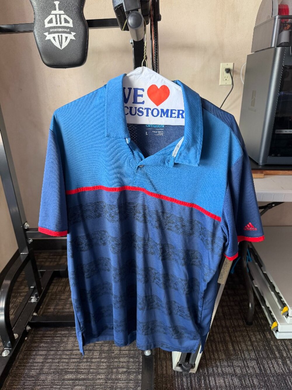 Adidas Men’s ClimaCool Blue Color-Block Golf Polo L